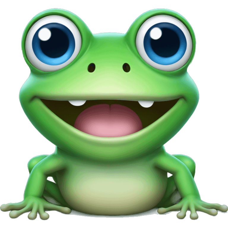 Happy frog with blue eyes emoji