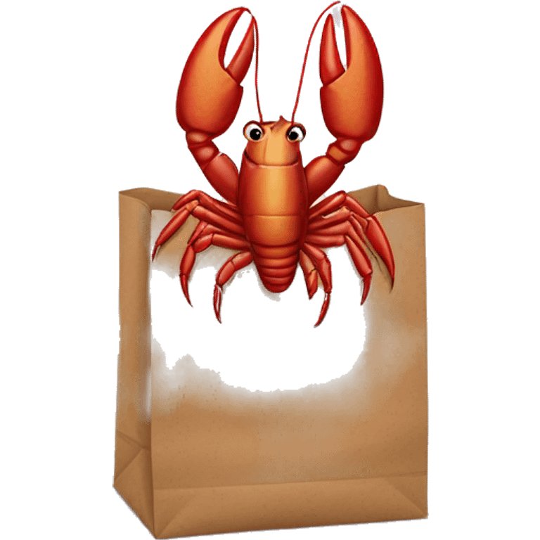 Crawfish looking out of a paper bag emoji