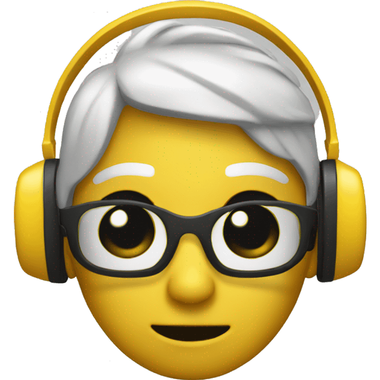 Closed eyes yellow face with headset  emoji