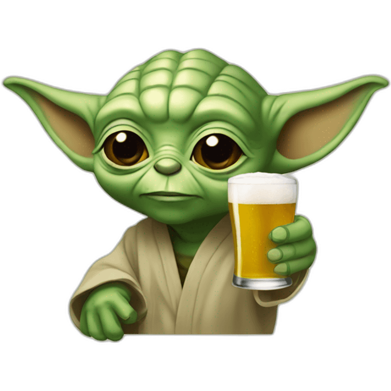 Yoda drinking a beer emoji