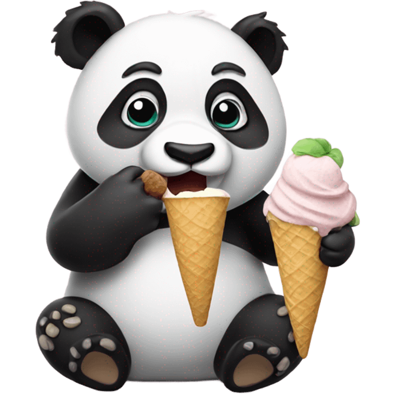 Panda eating ice cream emoji