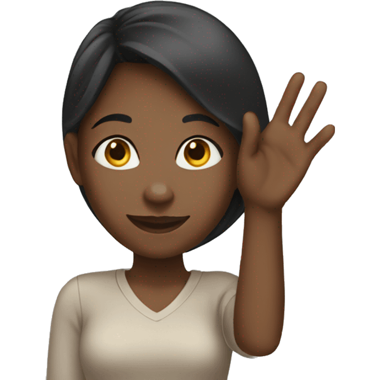 black girl waving hand emoji