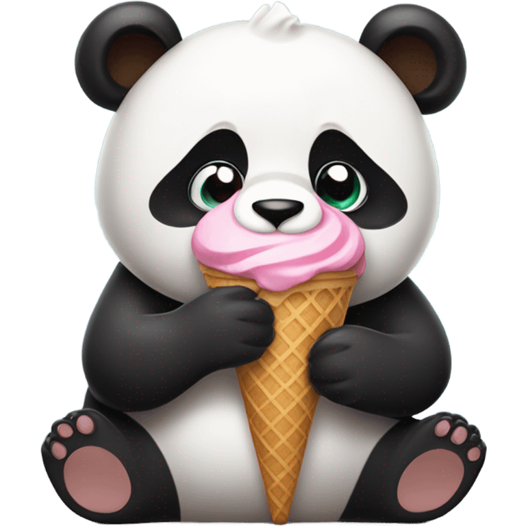 Panda eating ice cream emoji