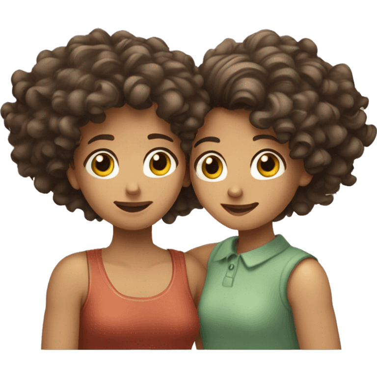 Two girls givin a hug,one with curly hair and the other with straight hair emoji