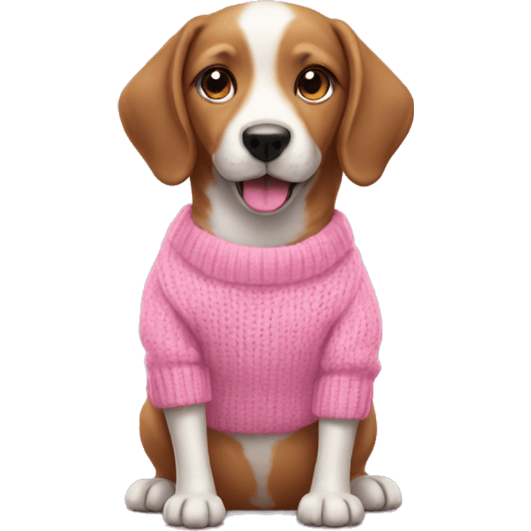 Cute dog wearing a pink sweater emoji