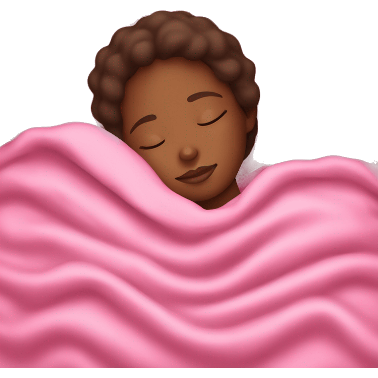 Brown skin girl sleeping with a pink blanket on top  emoji