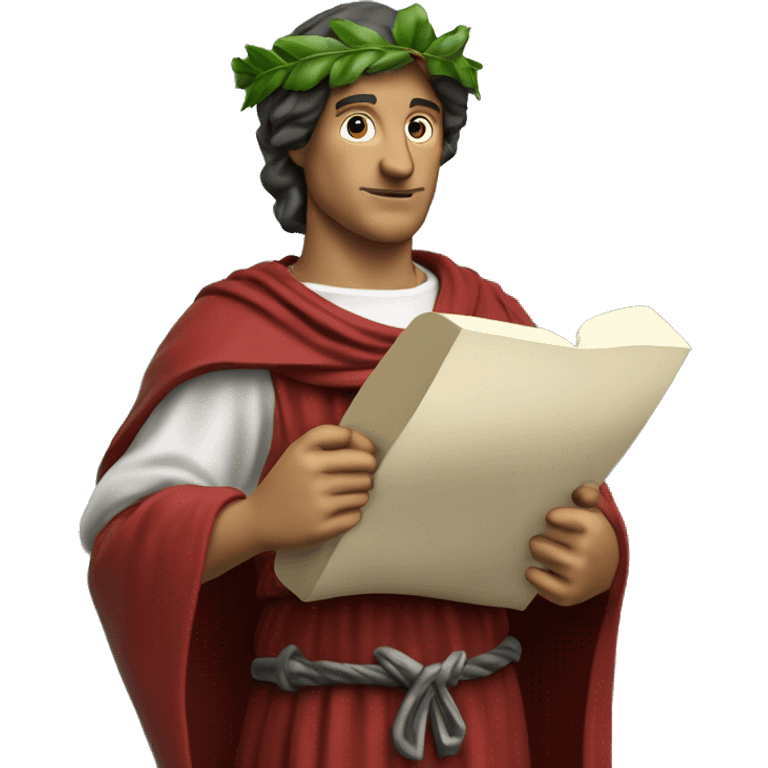 Dante Alighieri with a green laurel wreath on his head and holding a scroll in his hand emoji