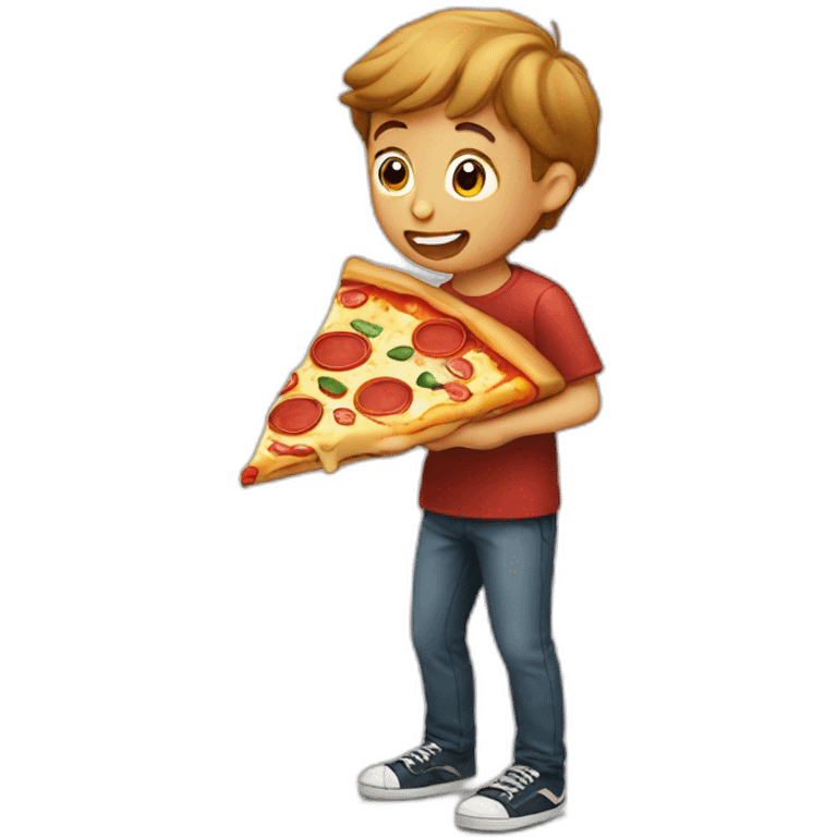 boy eating pizza emoji