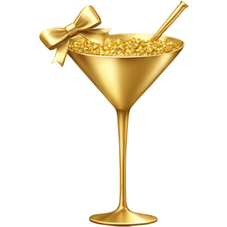 gold martini glass with gold bows emoji