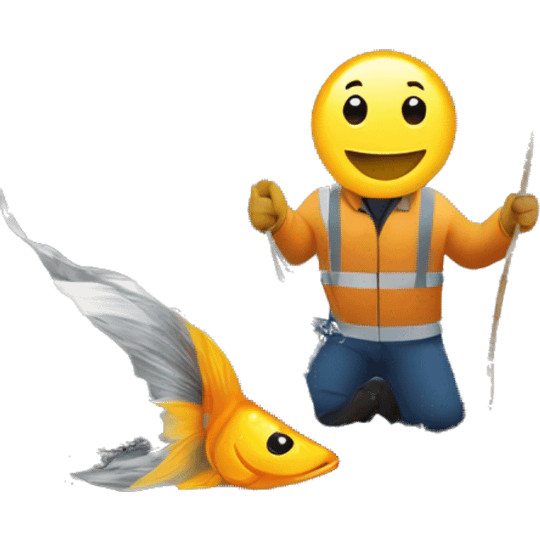  Catching fish from a pothole on the roadside  emoji