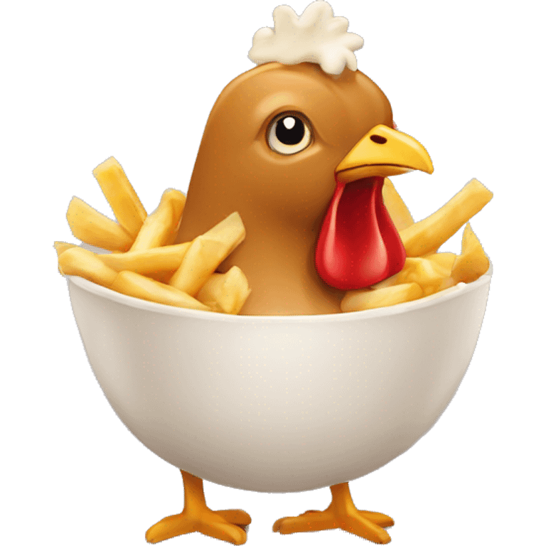 Poutine qui mange une poule emoji