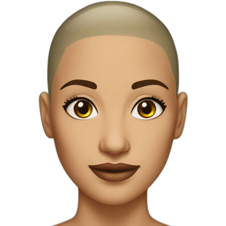 30 year old woman shaved head olive skin make up  emoji