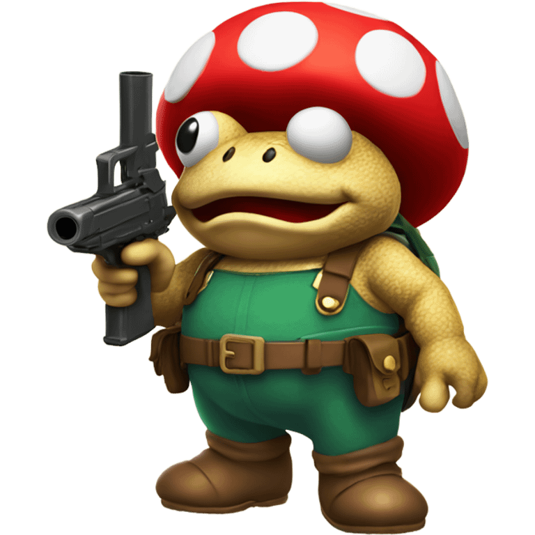 Toad Mario with gun emoji