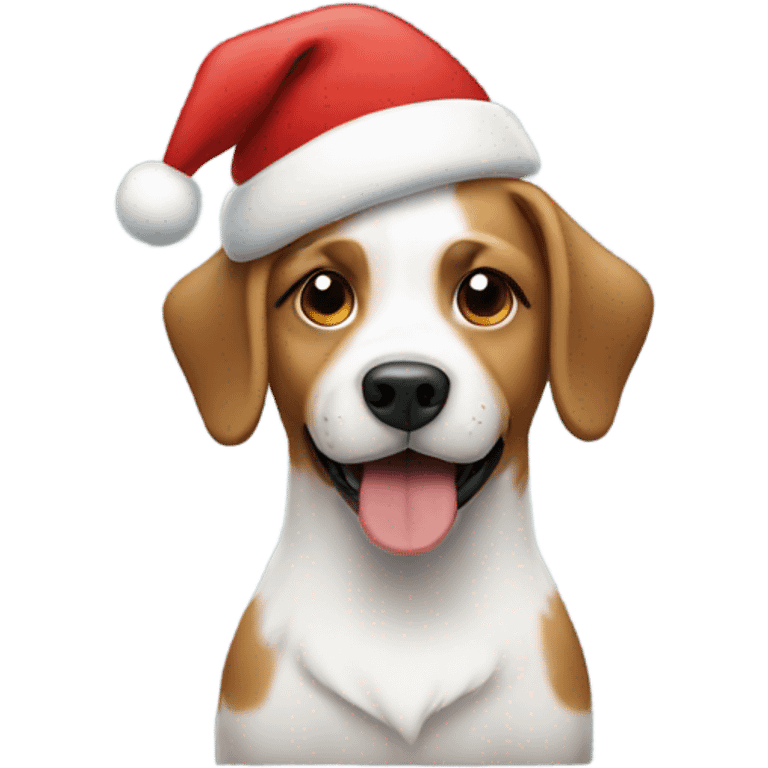 Dog with a christmas hat emoji