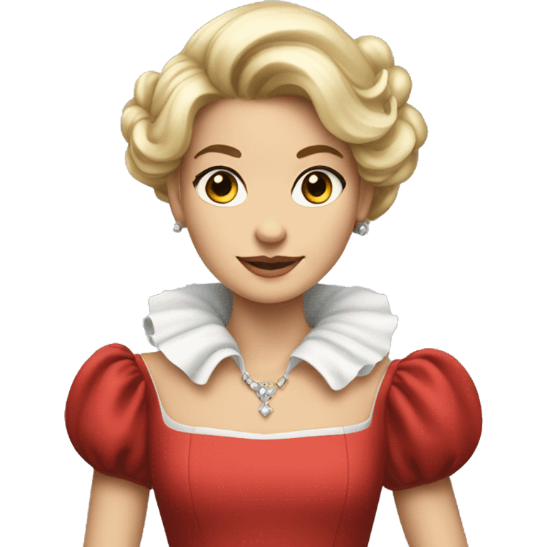 Princess in a red dress with a white collar and puffed sleeves  emoji