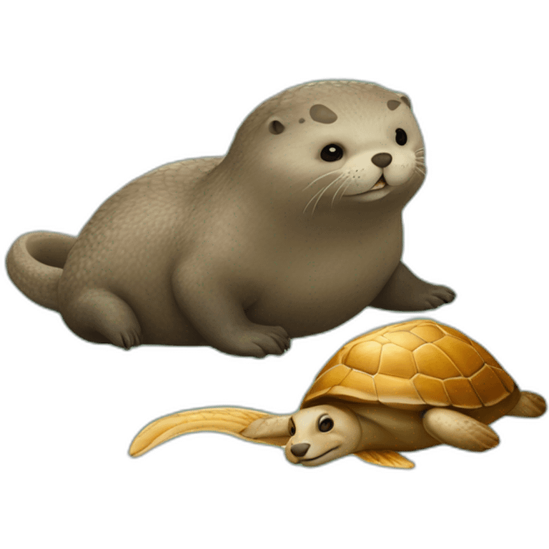 Loutre sur une tortue et un serpent qui mange un lapin emoji