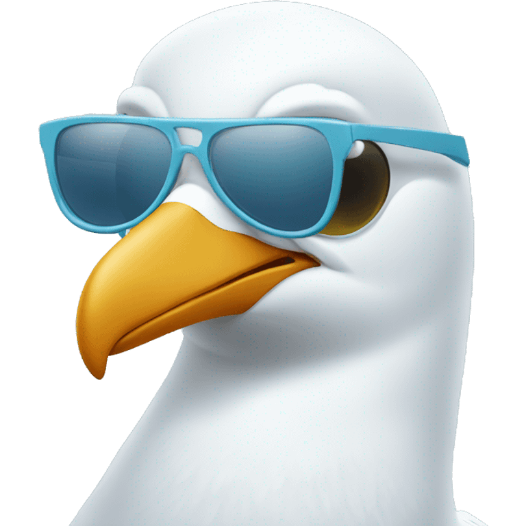 seagull wearing sunglasses with light blue background  emoji