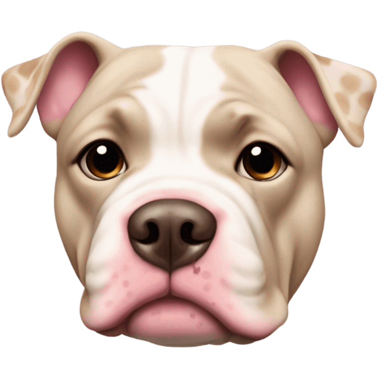 Beige american bully merle with pink nose with brown dots emoji