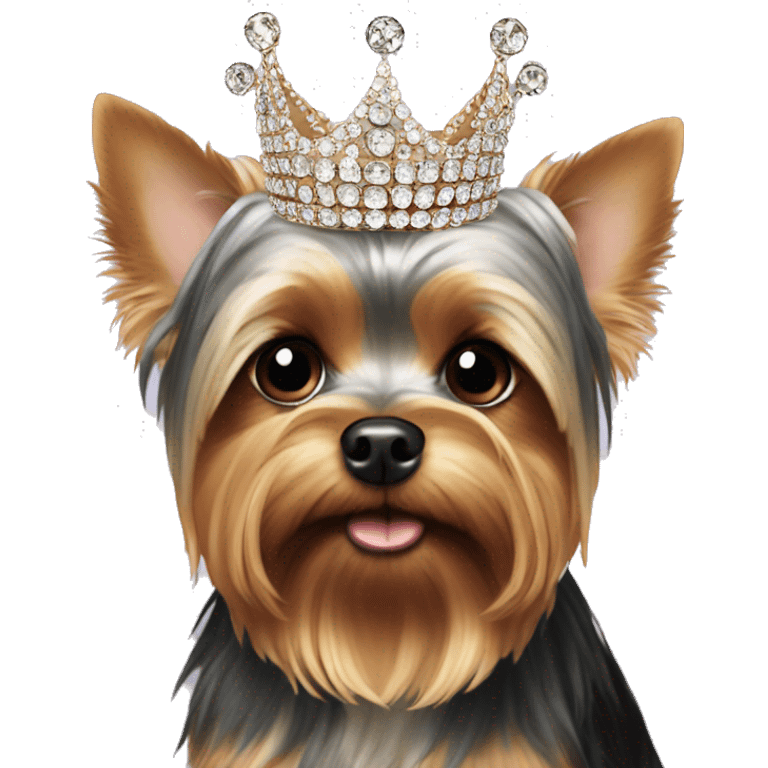 Yorkie's head in a crown of diamonds emoji