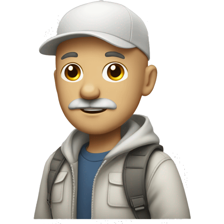 walking young bald white man wearing cap with soft beard & moustache emoji