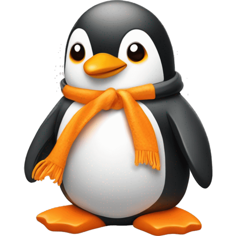 Petit penguin mignon stylized avec un sweat à capuche en dégrader jaune et orange  emoji