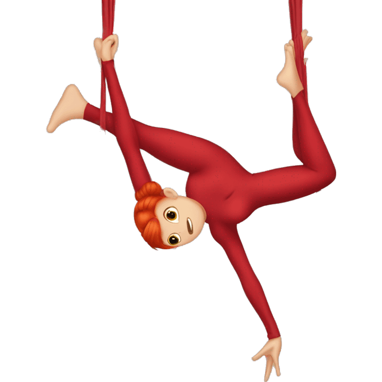 Aerial silks in a split red hair emoji