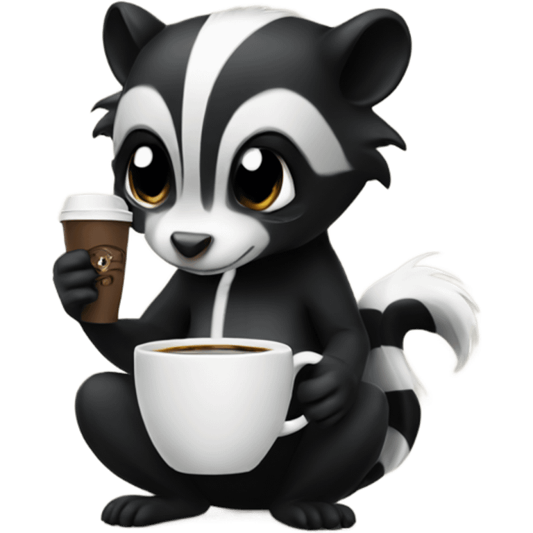 Skunk drinking coffee emoji