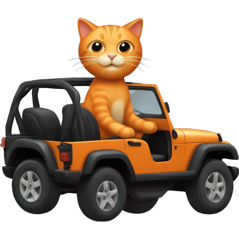 Orange cat driving a black jeep emoji