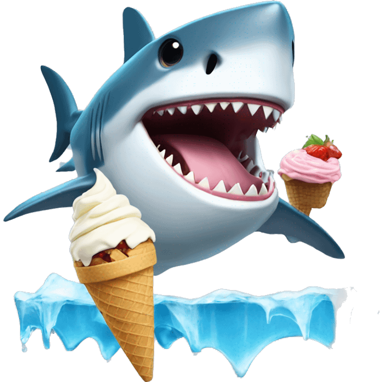 shark eating ice cream emoji