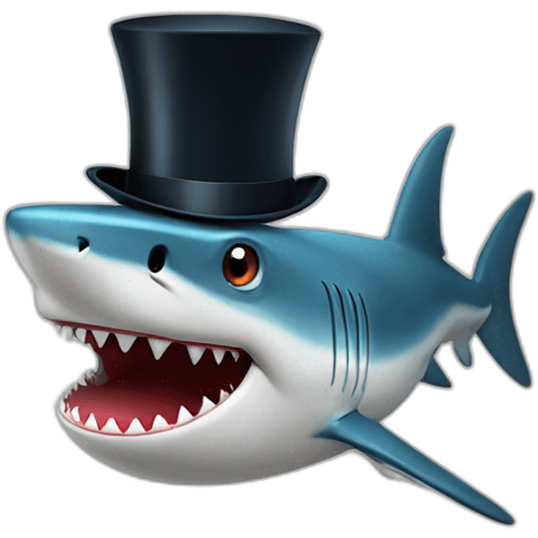 Shark with a top hat emoji