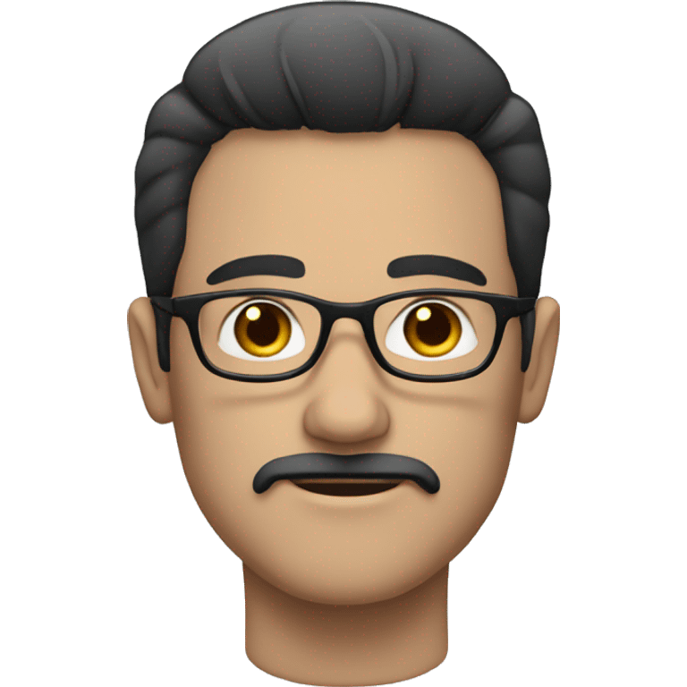 a white-skinned man with black straight hair, mustache, glasses emoji