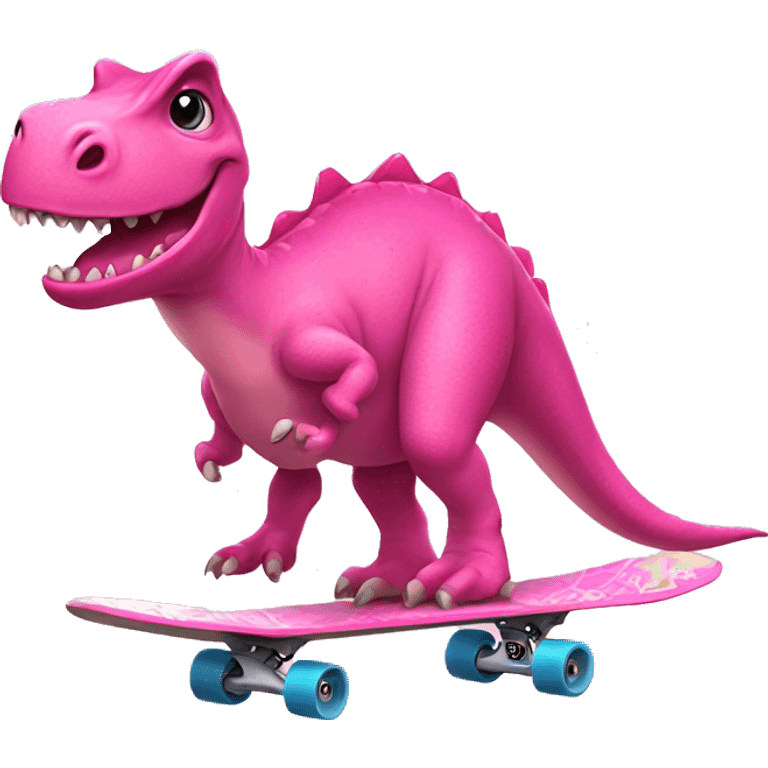 pink dinosaur riding a pink skateboard  emoji