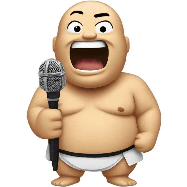 Sumo wrestler singing into microphone emoji