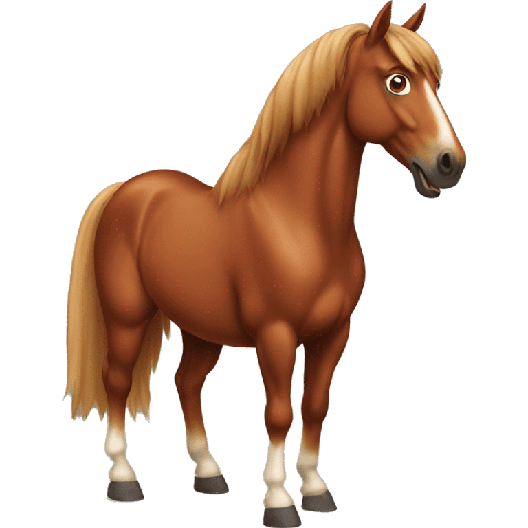 chestnut horse with silly face emoji