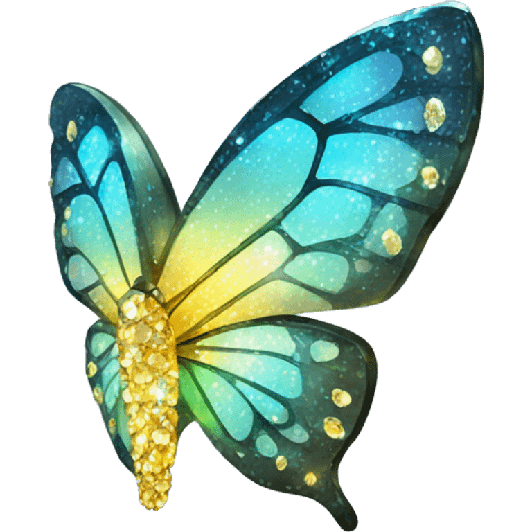 Shiny sparkly glass crystal butterfly emoji