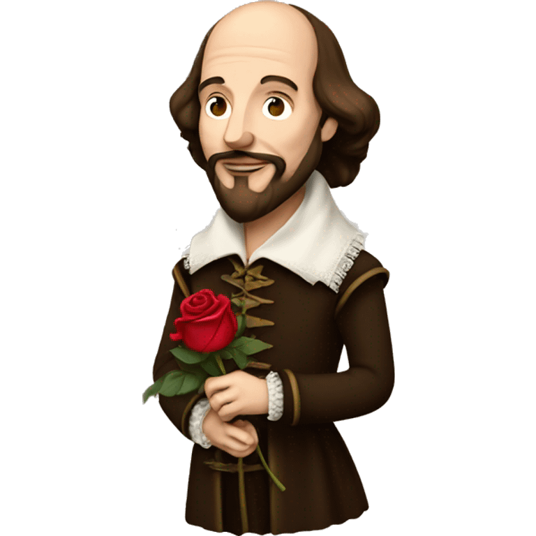 William Shakespeare holding a rose emoji