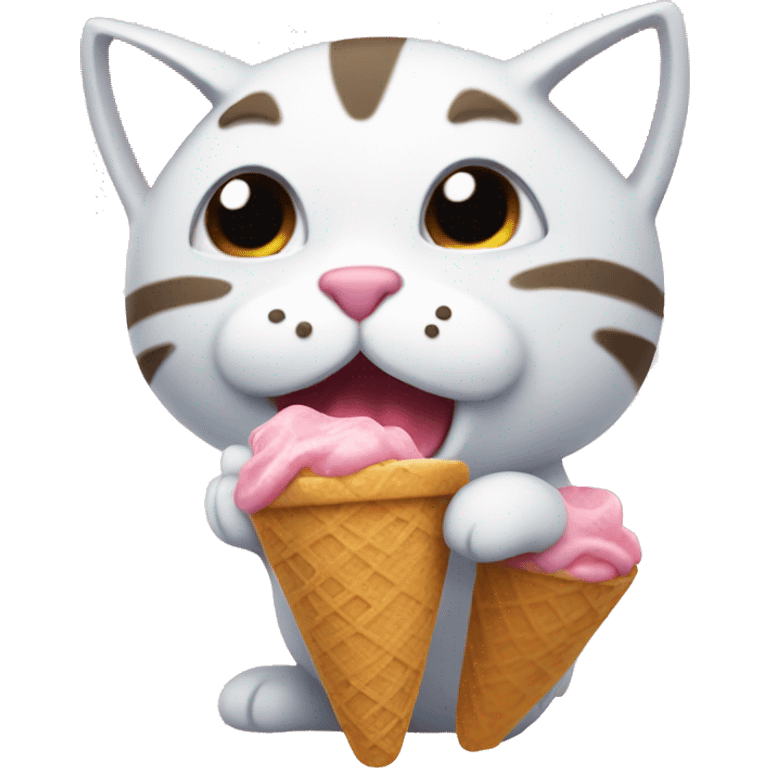 Gato comiendo helado emoji