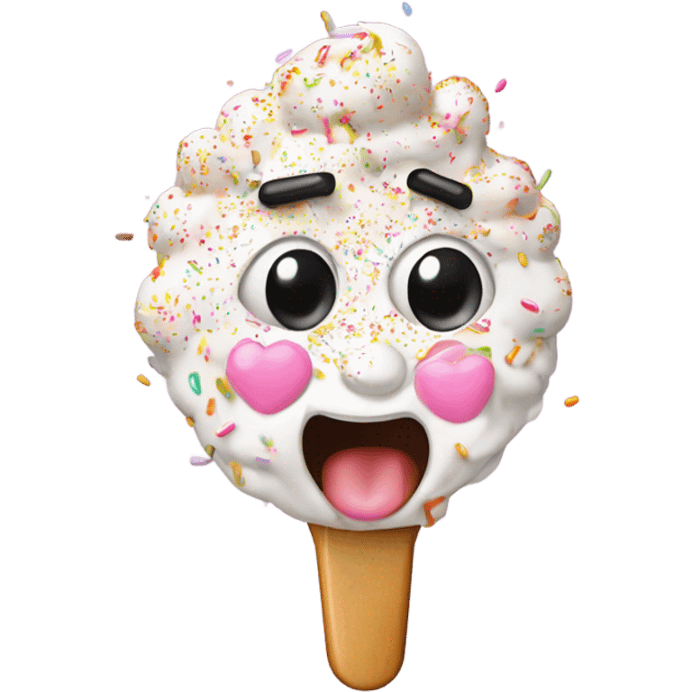 Emoji with sprinkles of suger all over nose are.  holding a  spoon full of suger and a lit lighter next to it on other hand emoji