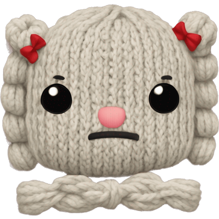 Knitting with a cute bow collor  emoji