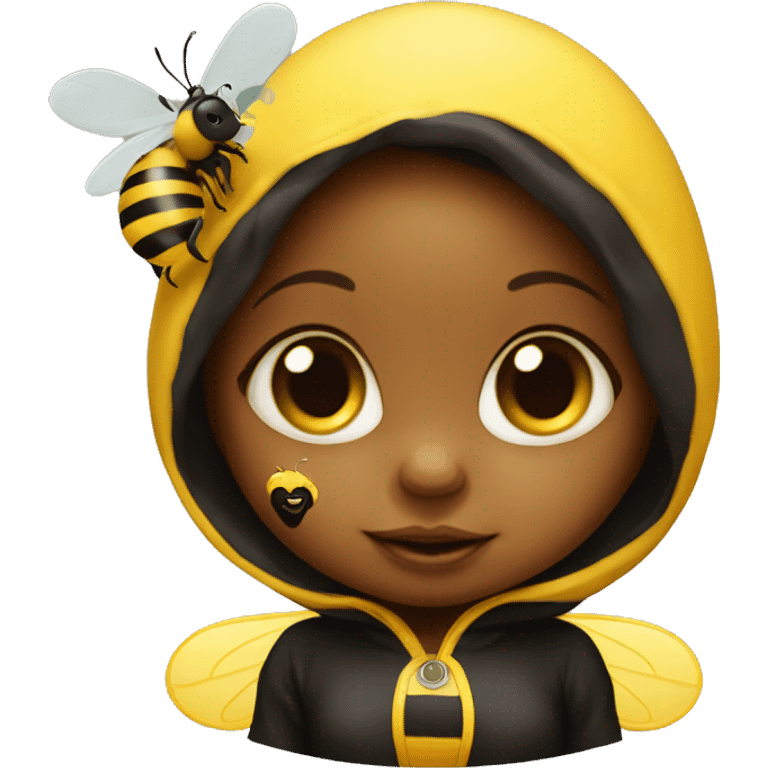 baby girl with pacifier dressed as a bee emoji