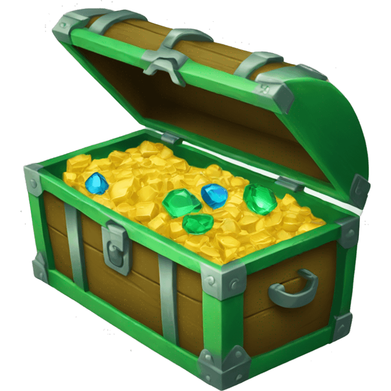 green color treasure chest open emoji