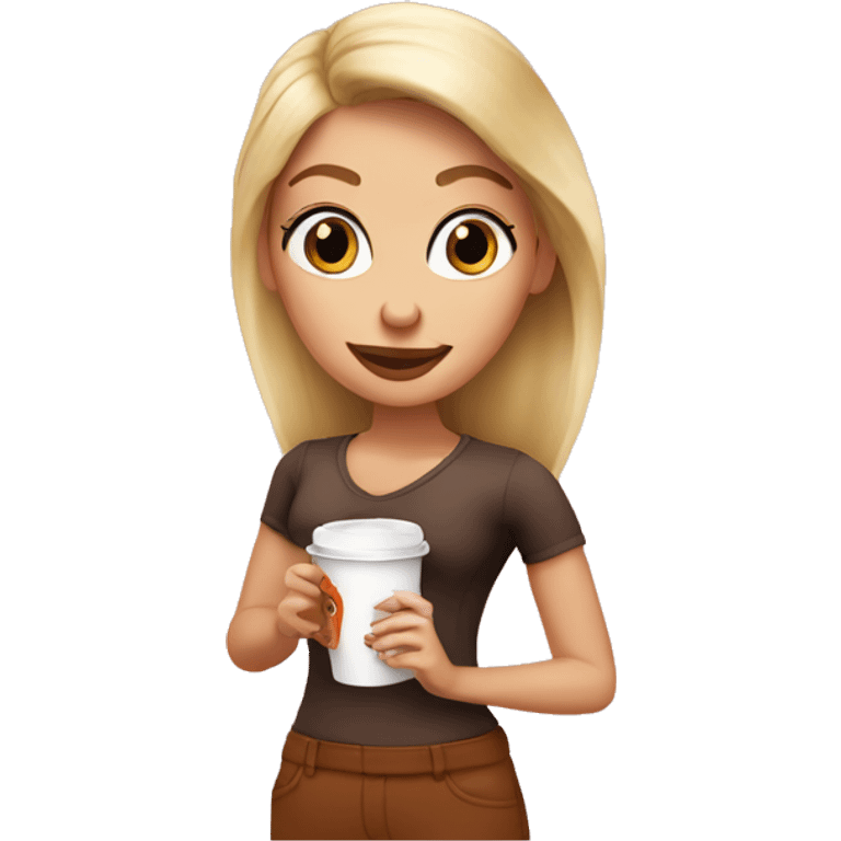 blonde girl drinking dunkin donuts coffee emoji