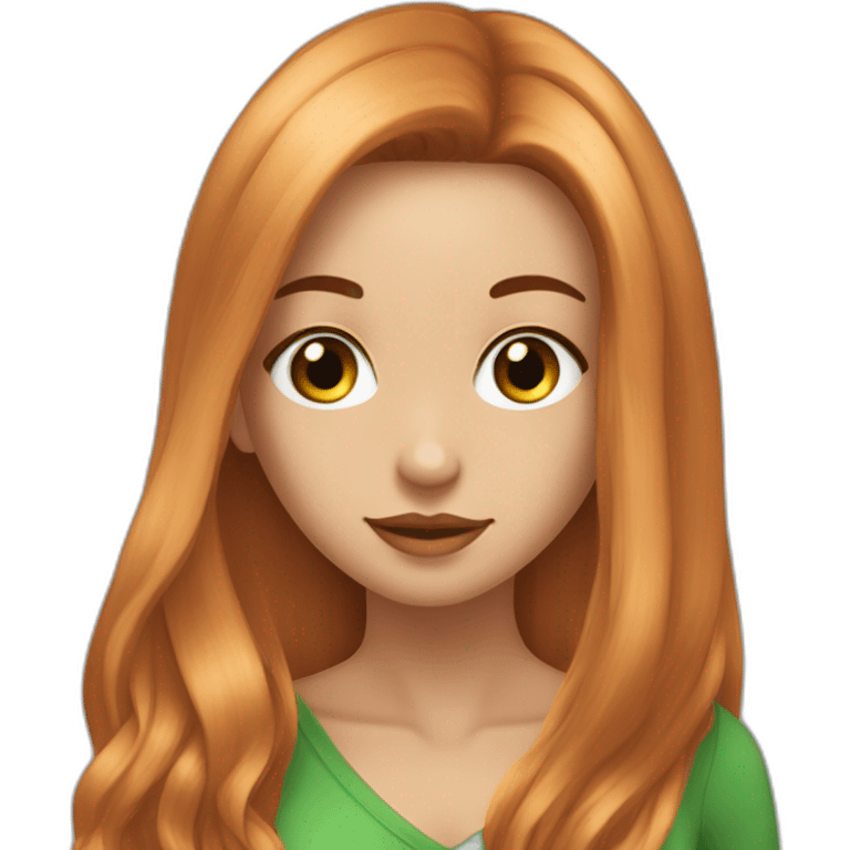 Femme cheveux long lisse roux 😍yeux verts mignonne 😍 emoji