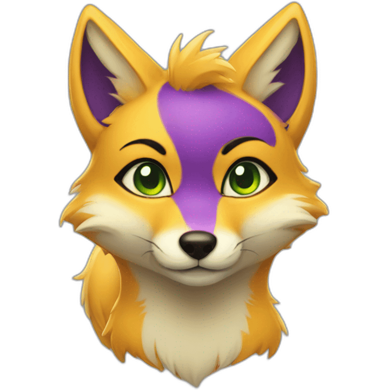 yellow purple fox furry green eyes emoji