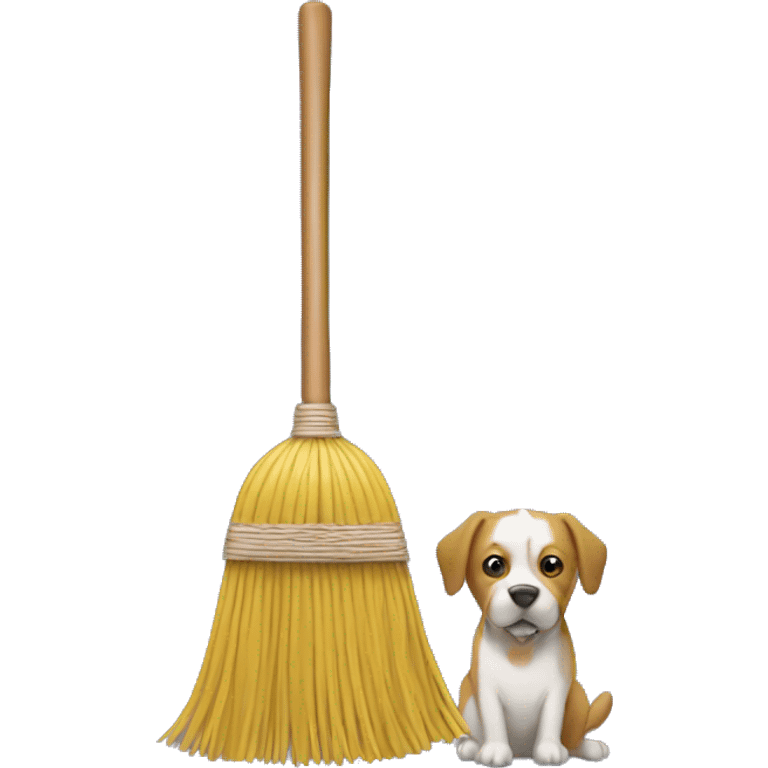 Broom with a dog head emoji