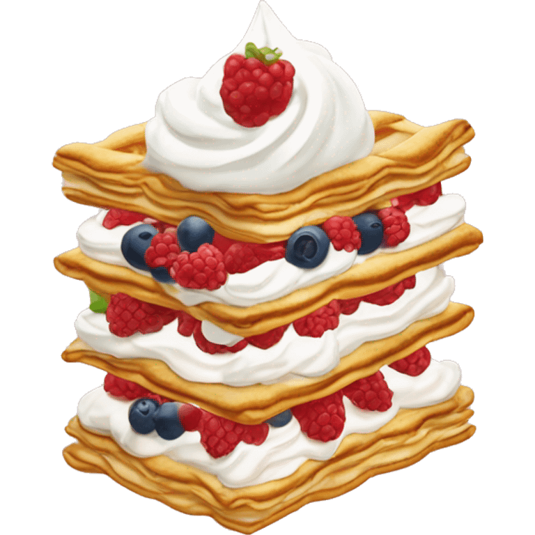 Mille feuille with berries and whipped cream  emoji