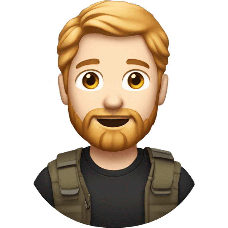 Male photographer with side parted strawberry blonde hair and a beard. emoji