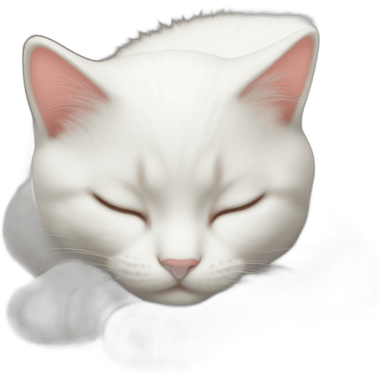 white kitty sleeps on the back emoji