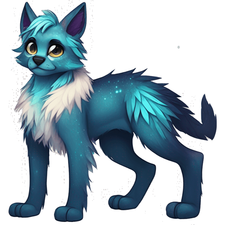 Cool cute Kawaii edgy fantasy animal sparkle fursona Fionbri creature by griffsnuff & LiLaiRa & Falvie full body emoji