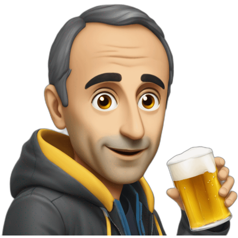 Eric Zemmour en train de boire une biere emoji